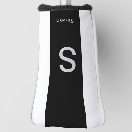 Monogram Twee Tone Modern Zwart en Wit Golfheadcover (Draai 90)