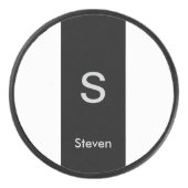 Monogram Twee Tone Modern Zwart en Wit Hockey Puck (Voorkant)