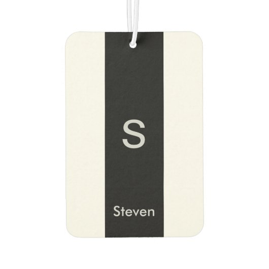 Monogram Twee Tone Modern Zwart en Wit Luchtverfrisser (Achterkant)