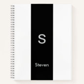 Monogram Twee Tone Modern Zwart en Wit Notitieboek (Voorkant)
