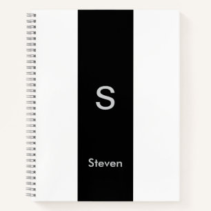Monogram Twee Tone Modern Zwart en Wit Notitieboek
