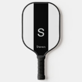 Monogram Twee Tone Modern Zwart en Wit Pickleball Paddle (Voorkant)