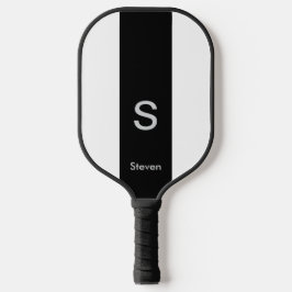 Monogram Twee Tone Modern Zwart en Wit Pickleball Paddle