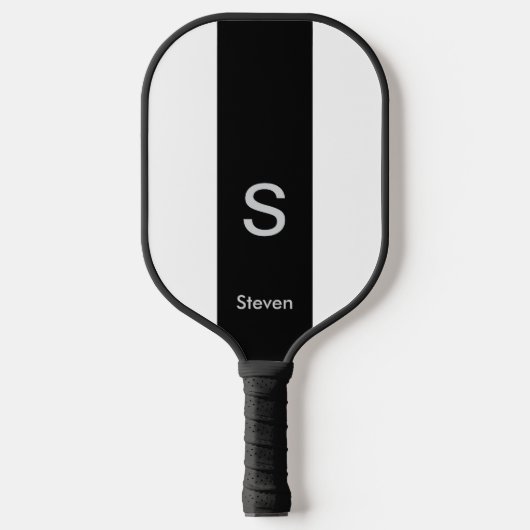 Monogram Twee Tone Modern Zwart en Wit Pickleball Paddle (Voorkant)