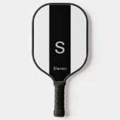 Monogram Twee Tone Modern Zwart en Wit Pickleball Paddle (Achterkant)