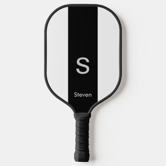 Monogram Twee Tone Modern Zwart en Wit Pickleball Paddle (Achterkant)