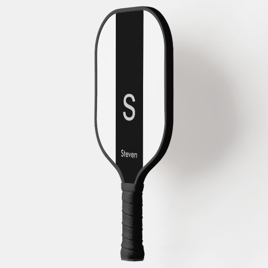 Monogram Twee Tone Modern Zwart en Wit Pickleball Paddle (Links)