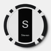 Monogram Twee Tone Modern Zwart en Wit Poker Chips (Achterkant)