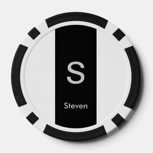Monogram Twee Tone Modern Zwart en Wit Poker Chips (Achterkant)