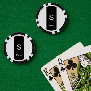 Monogram Twee Tone Modern Zwart en Wit Poker Chips