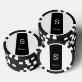 Monogram Twee Tone Modern Zwart en Wit Poker Chips (Opstapeling)