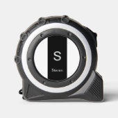 Monogram Twee Tone Modern Zwart en Wit Rolmaat (Voorkant)