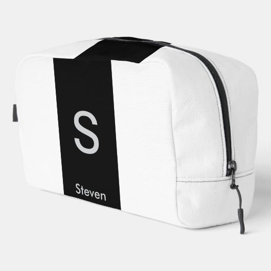 Monogram Twee Tone Modern Zwart en Wit Toilettasje (Rechterhoek)