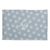 Monogram tweedig blauw roze William Morris Marigol Kussensloop (Achterkant)