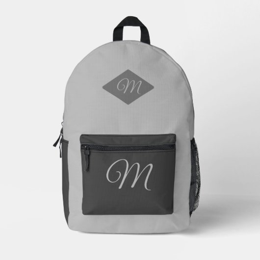 Monogram tweekleurig grijs bedrukte rugzak (Voorkant)