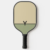 Monogram tweekleurig zand en salie met zwart pickleball paddle (Achterkant)