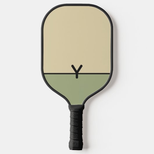 Monogram tweekleurig zand en salie met zwart pickleball paddle (Achterkant)