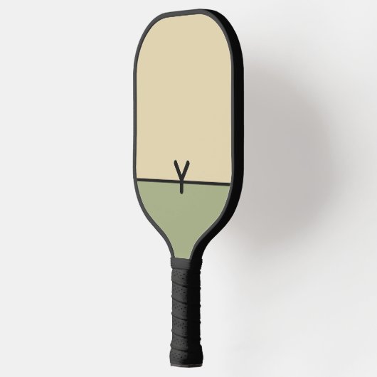 Monogram tweekleurig zand en salie met zwart pickleball paddle (Links)