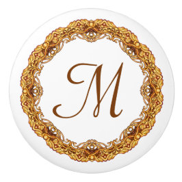 Monogram Tweekleurige Gouden Vintage Retro Lijst Keramische Knop