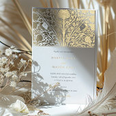 Monogram Tweelingvogels Victoriaans Bruiloft Folie Uitnodiging