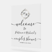 Monogram Tweepersoons Bruiloftsfeest Welkomstbord Acryl Bord (Hoek)