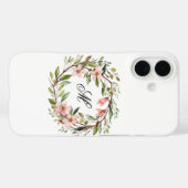 Monogram  Twig en Wildflower Krans Case-Mate iPhone Case (Achterkant (horizontaal))