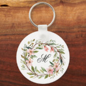 Monogram  Twig en Wildflower Krans Sleutelhanger (Voorkant)