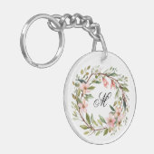 Monogram  Twig en Wildflower Krans Sleutelhanger (Voorkant Links)