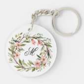 Monogram  Twig en Wildflower Krans Sleutelhanger (Achterkant)