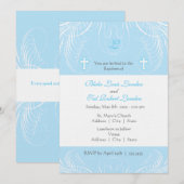 Monogram Twin Boys Baptisme Invitation Kaart (Voorkant / Achterkant)