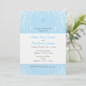 Monogram Twin Boys Baptisme Invitation Kaart (Staand voorkant)