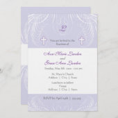 Monogram Twin Girls Baptism Invitation Kaart (Voorkant / Achterkant)