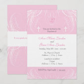 Monogram Twin Girls Baptism Invitation Kaart (Voorkant / Achterkant)