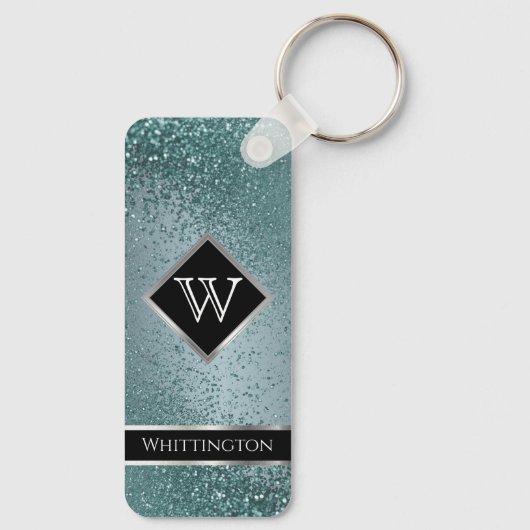Monogram Twinkle Glitter - Blauwgroen Sleutelhanger (Achterkant)