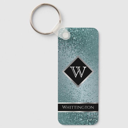 Monogram Twinkle Glitter - Blauwgroen Sleutelhanger (Voorkant)