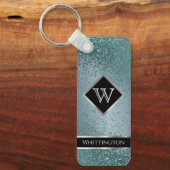 Monogram Twinkle Glitter - Blauwgroen Sleutelhanger (Voorkant)
