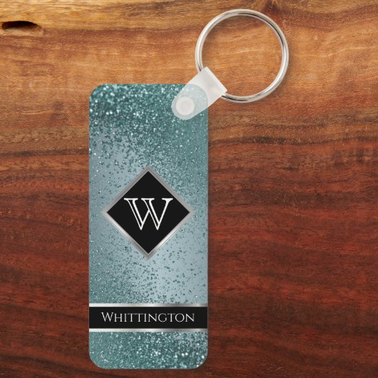 Monogram Twinkle Glitter - Blauwgroen Sleutelhanger (Achterkant)