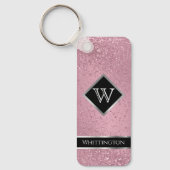 Monogram Twinkle Glitter - Roze Rose Sleutelhanger (Voorkant)