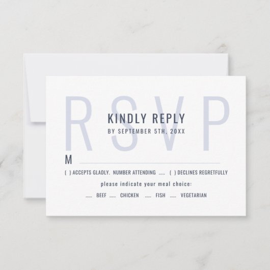 Monogram Typografie Eenvoudig Elegant Meal Choice RSVP Kaartje (Voorkant)