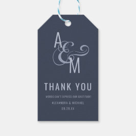 Monogram Typografie Eenvoudig huwelijk Dank je Cadeaulabel