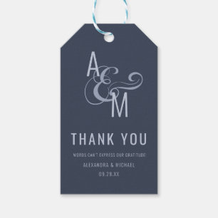 Monogram Typografie Eenvoudig huwelijk Dank je Cadeaulabel