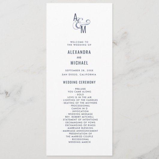 Monogram Typografie Eenvoudig Krachtig Minimalisti Programmakaart (Voorkant)