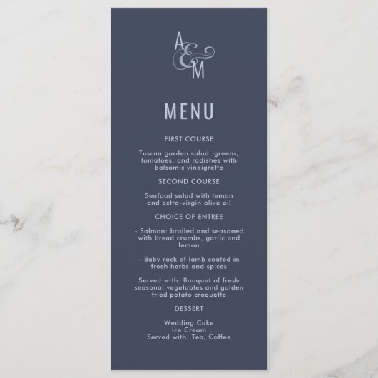 Monogram Typografie Eenvoudig zwart-wit huwelijk Menu (Voorkant)