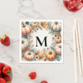 Monogram typografie Herfstpompoenen aquarel Servet (Insitu)