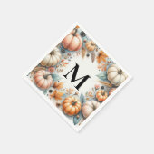 Monogram typografie Herfstpompoenen aquarel Servet (Hoek)