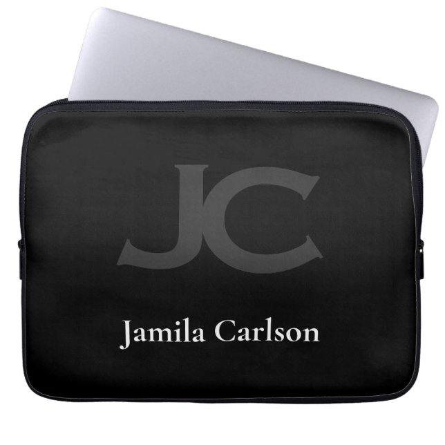 Monogram Typografie Minimale laptophoes Laptop Sleeve (Voorkant)