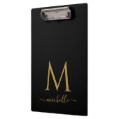 Monogram Typografie Script Persoonlijk Zwart Goud Klembord (Links)