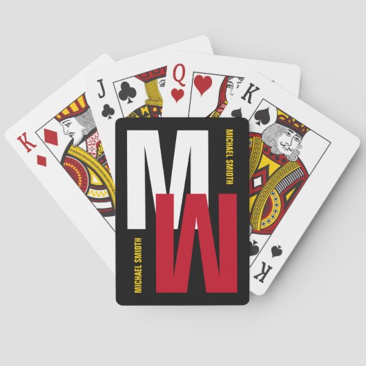 monogram / typografie / uw eigen naam pokerkaarten (Achterkant)