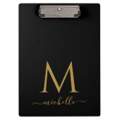 Monogram Typography Script Personalized Black Gold Klembord (Voorkant)
