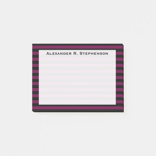 Monogram Tyrische Paarse en Zwarte Streep Post-it® Notes (Voorkant)